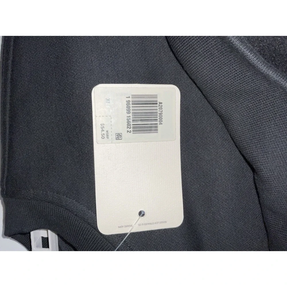 NWT‎ Men's Levi's Relaxed Fit Crew Neck Sweatshirt Black w/ White XLT Tall